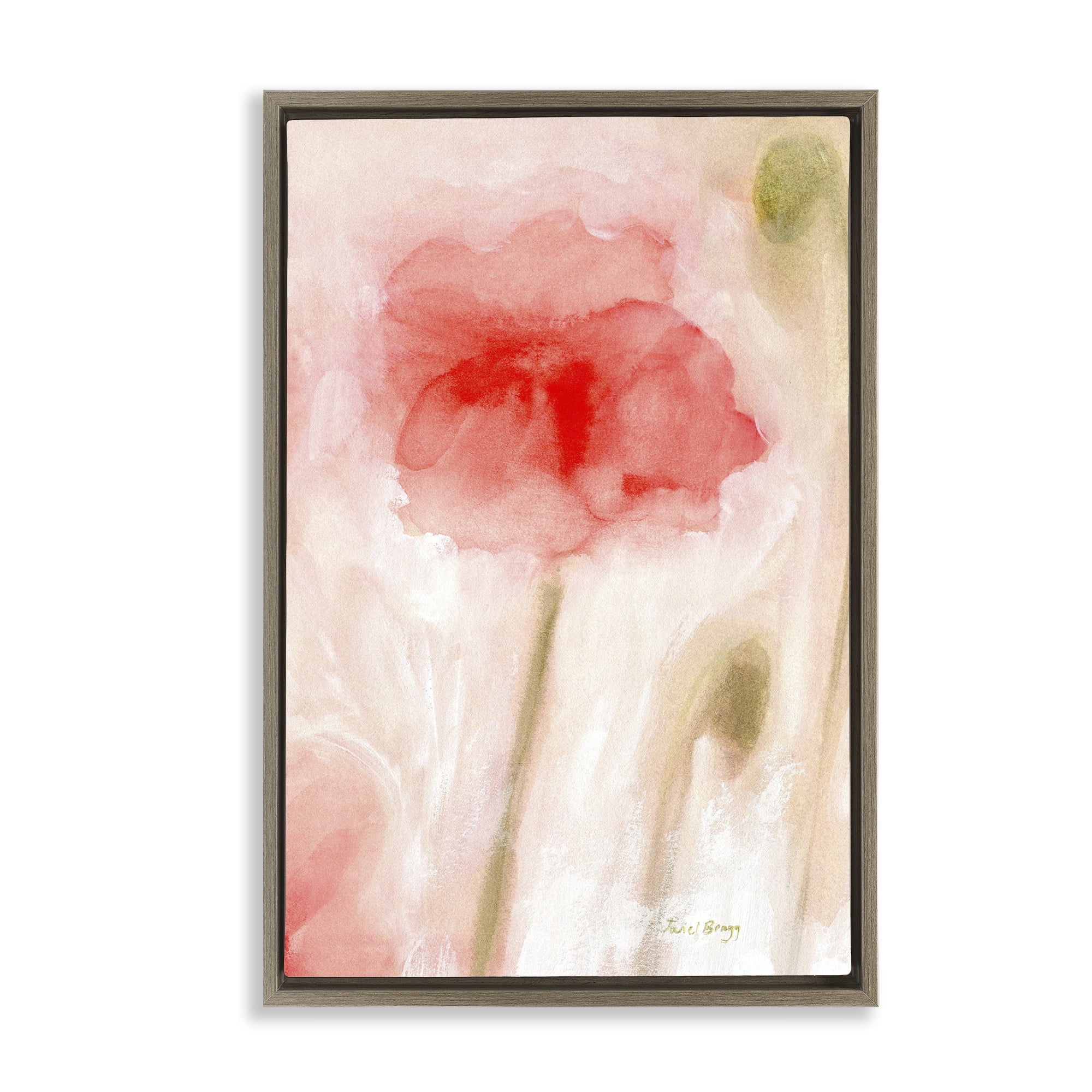 Stupell Industries Abstract Budding Flower Botanical & Floral Painting Brown Floater Framed Art Print Wall Art, 17 x 25
