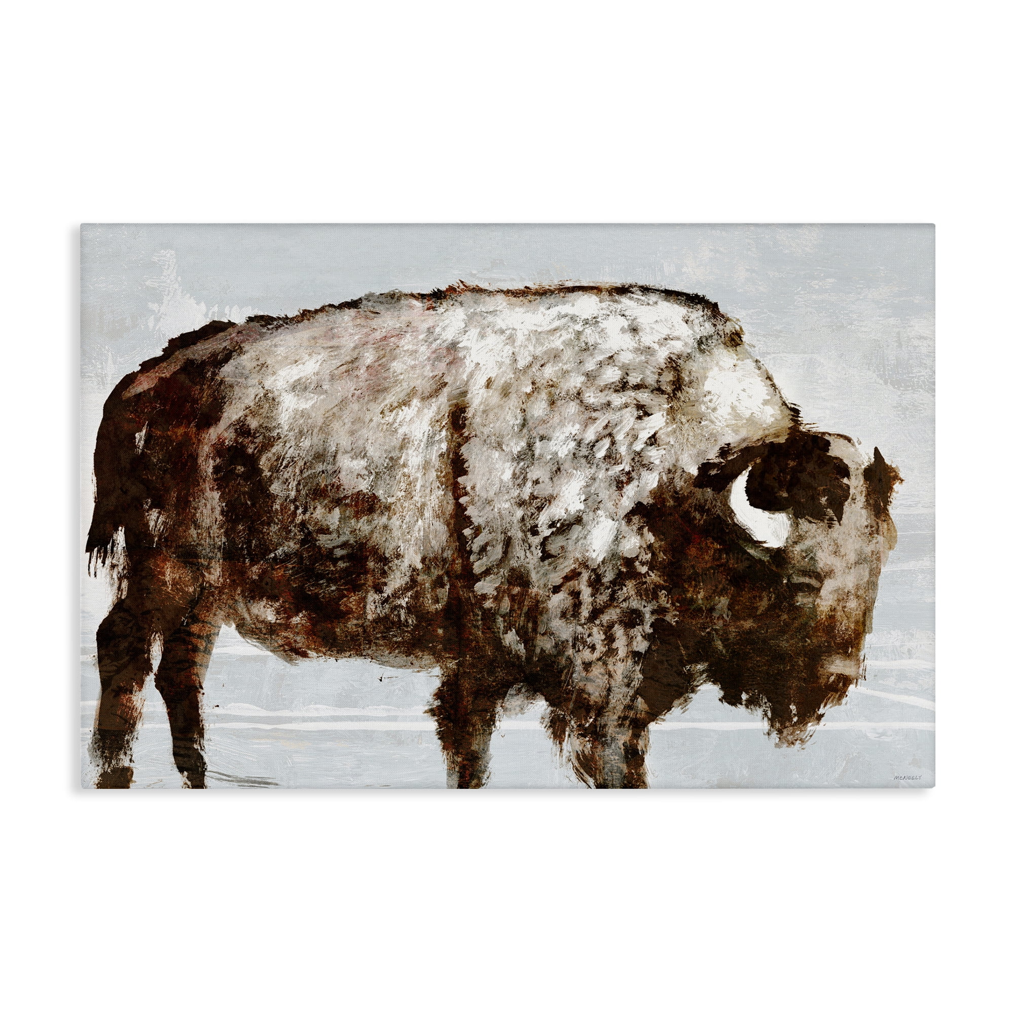 Stupell Industries Abstract Buffalo Impression Animals & Insects Painting Gallery Wrapped Canvas Art Print Wall Art, 30 x 20