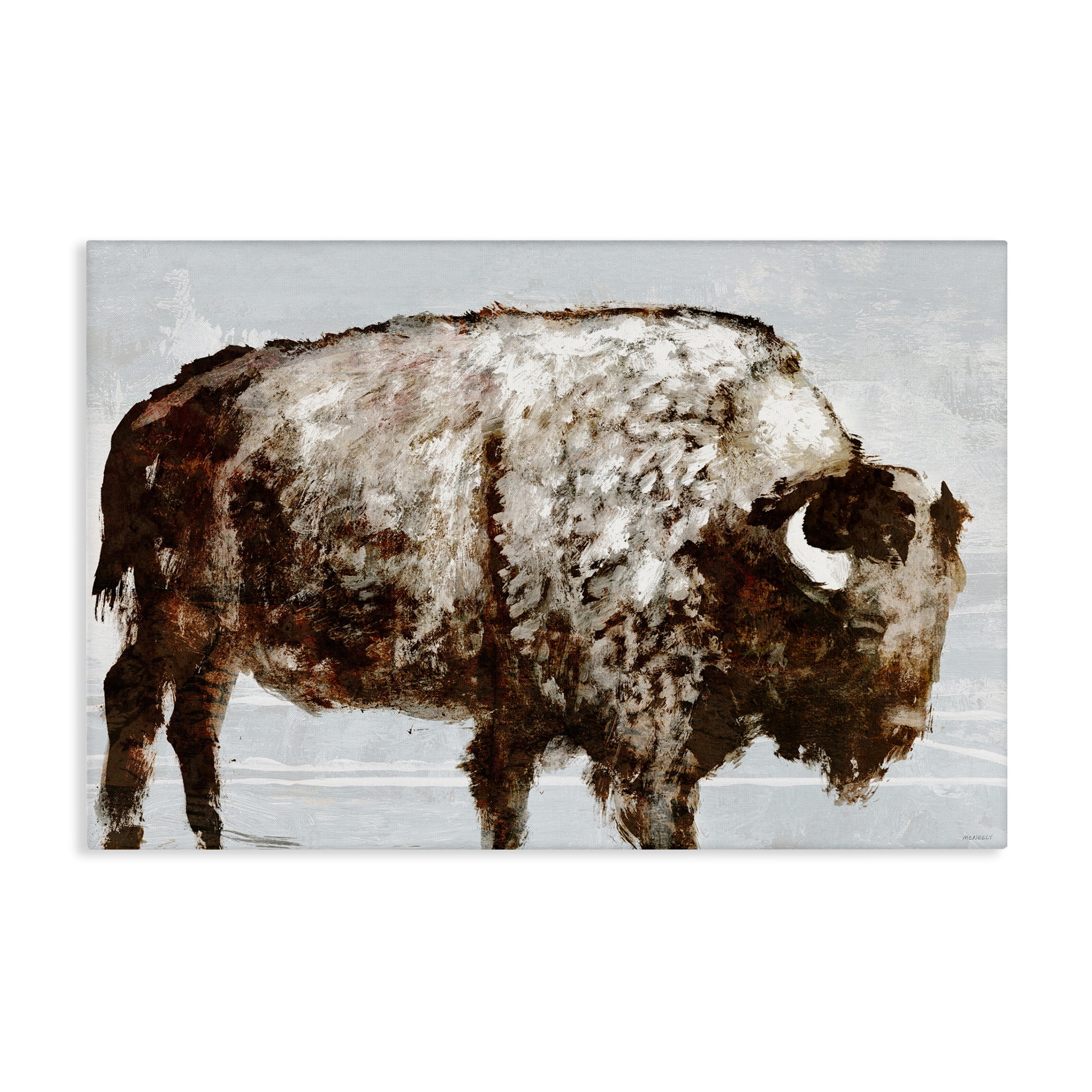 Stupell Industries Abstract Buffalo Impression Animals & Insects Painting Gallery Wrapped Canvas Art Print Wall Art, 45 x 30