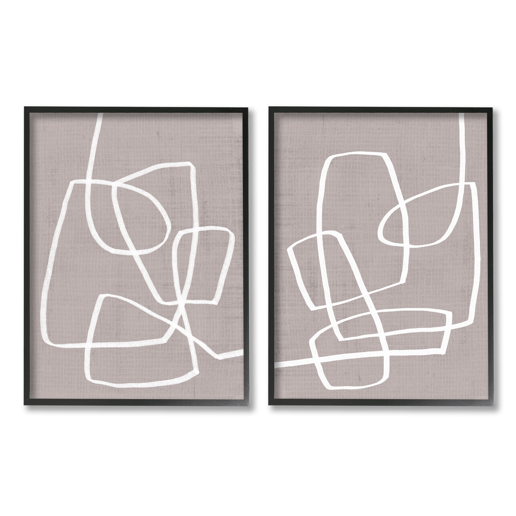 Minimalist Abstract Gray and White Canvas Wall Art Set