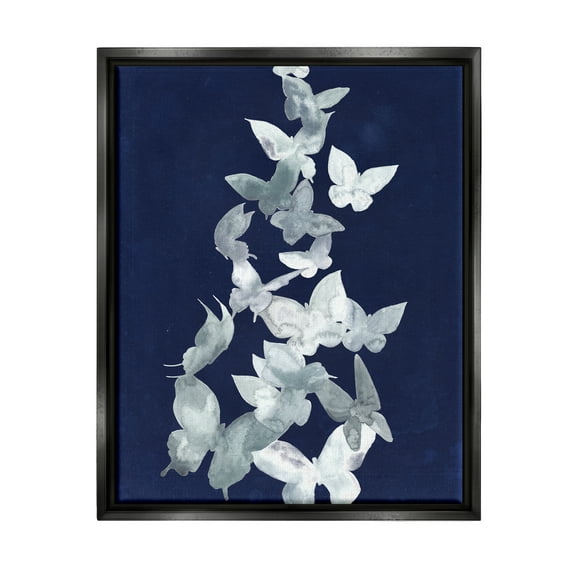 Stupell Industries Abstract Butterflies Swarm Animals & Insects Painting Black Floater Framed Art Print Wall Art