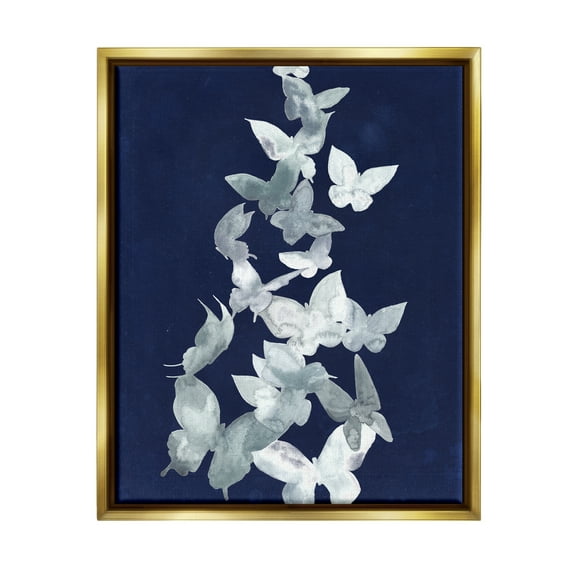Stupell Industries Abstract Butterflies Swarm Animals & Insects Painting Gold Floater Framed Art Print Wall Art