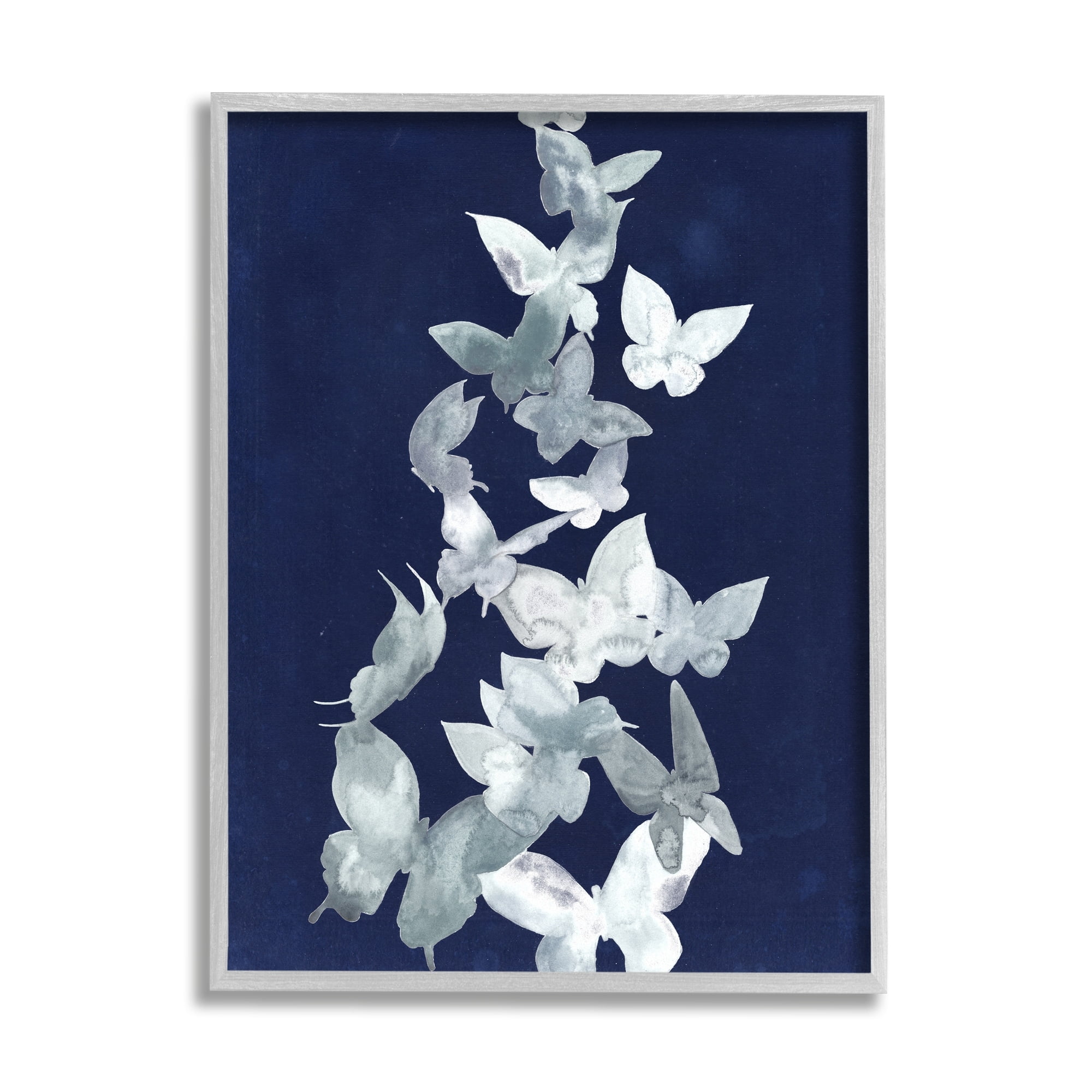Abstract Butterflies Swarm Blue and Gray Canvas Print