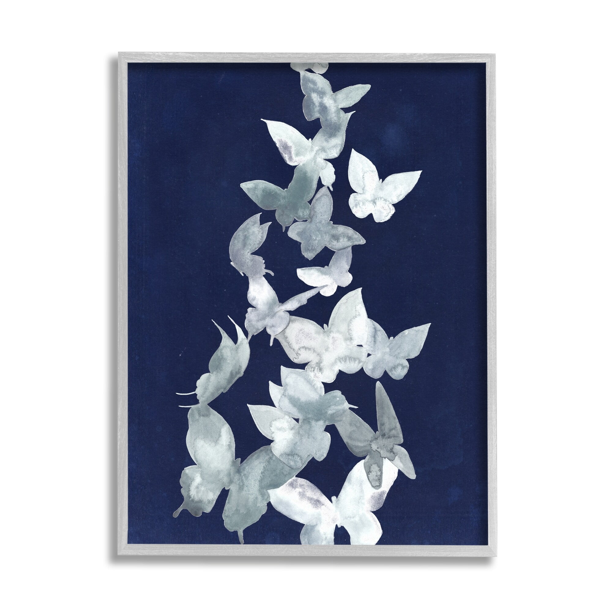 Abstract Butterflies Swarm Blue and Gray Canvas Print