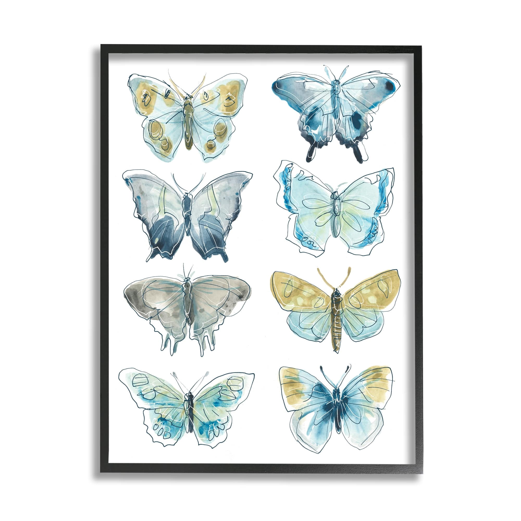 Stupell Industries Abstract Butterfly Wing Patterns Sketched Line Insects, 11 x 14, Design by June Erica Vess