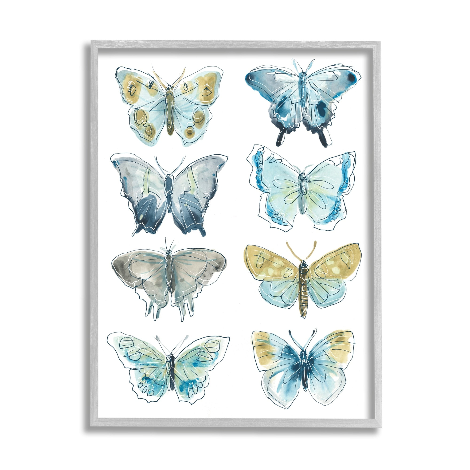 Stupell Industries Abstract Butterfly Wing Patterns Sketched Line Insects, 16 x 20, Design by June Erica Vess