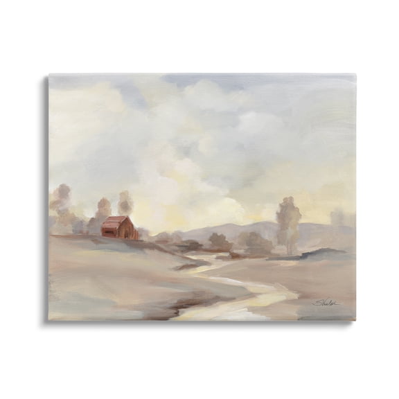 Stupell Industries Abstract Cabin Landscape Nature Painting Gallery Wrapped Canvas Print Wall Art, 48 x 36