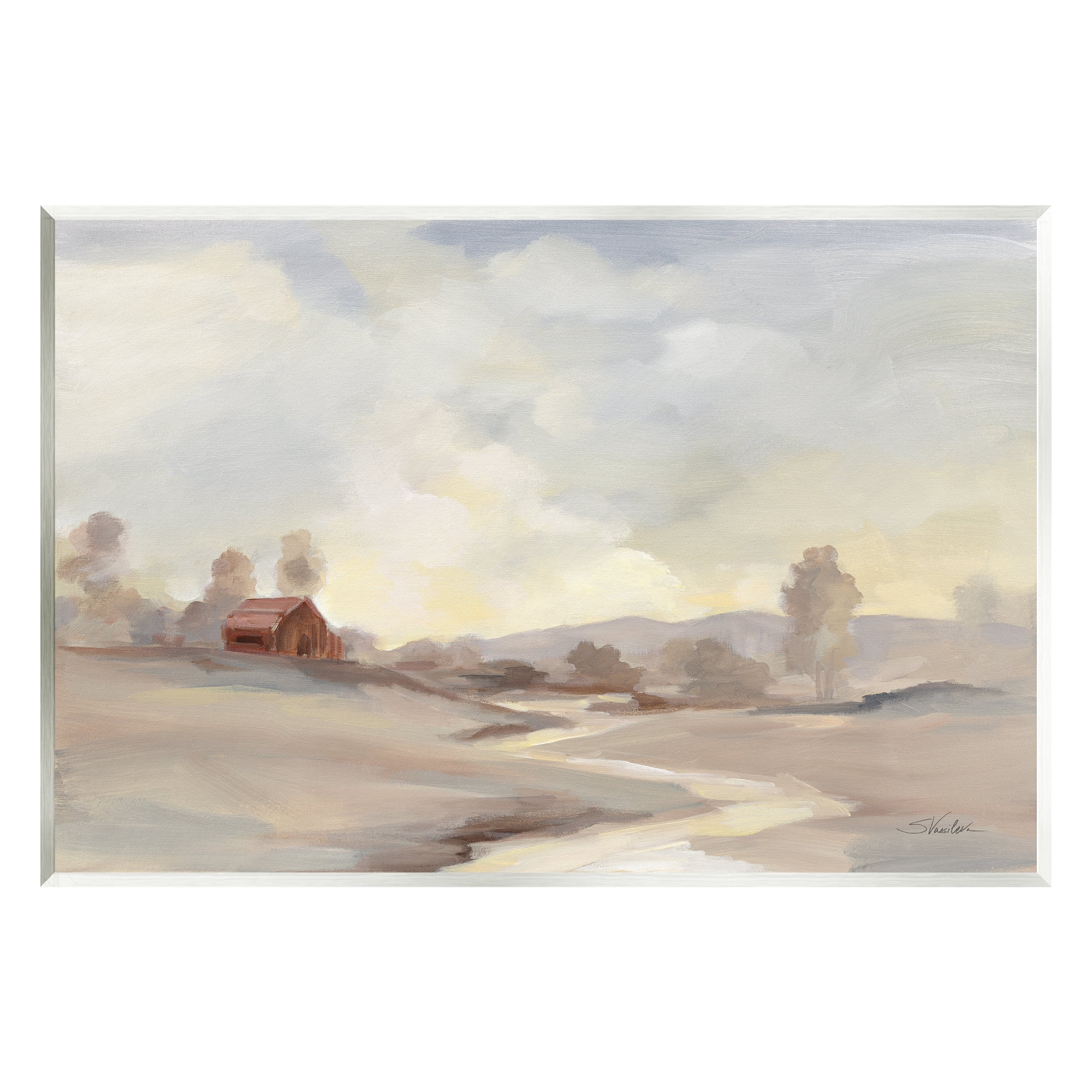 Stupell Industries Abstract Cabin Landscape Nature Painting Unframed Art Print Wall Art, 19 x 13