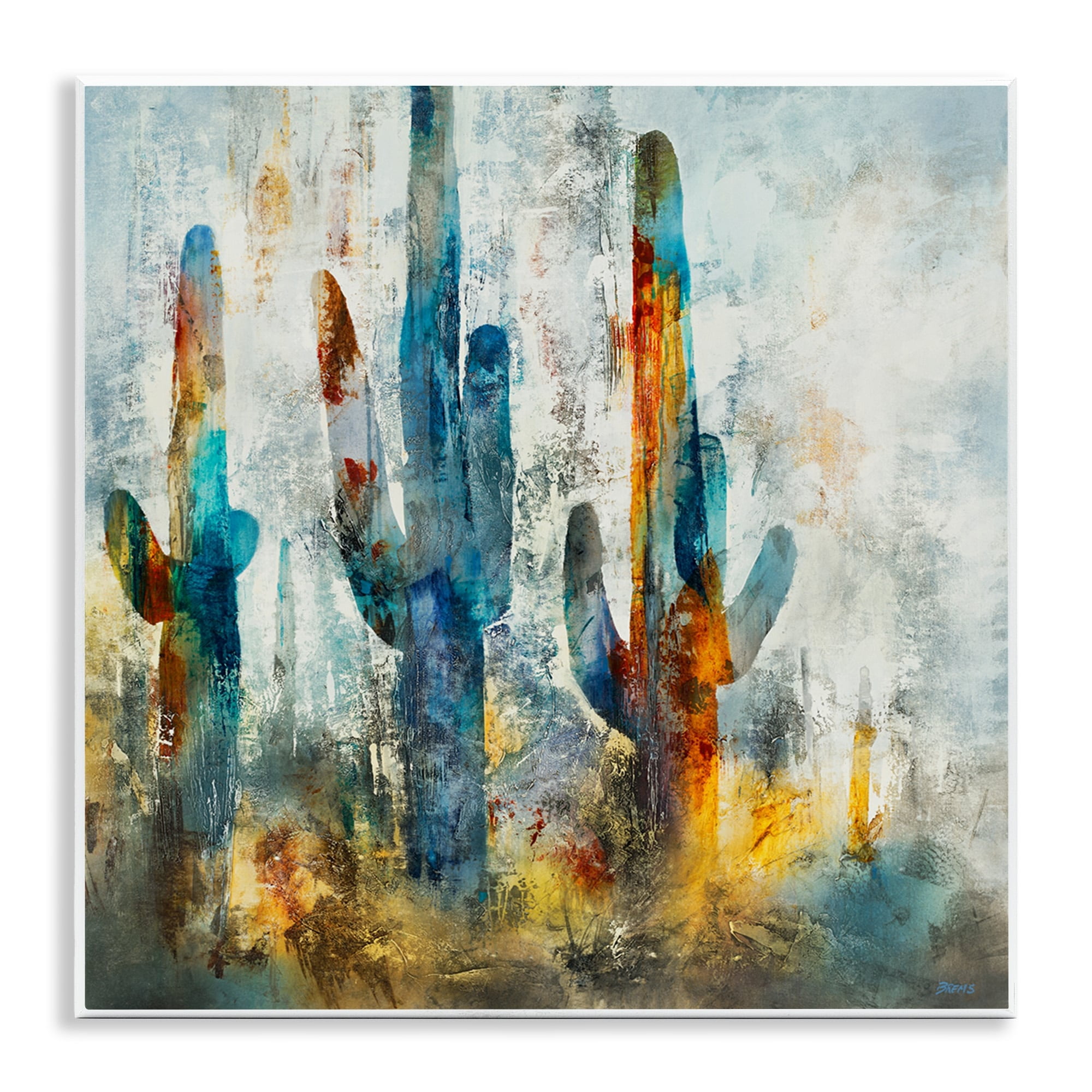 Abstract Cacti Silhouettes Vibrant Colors 12" x 12" Wood Wall Art