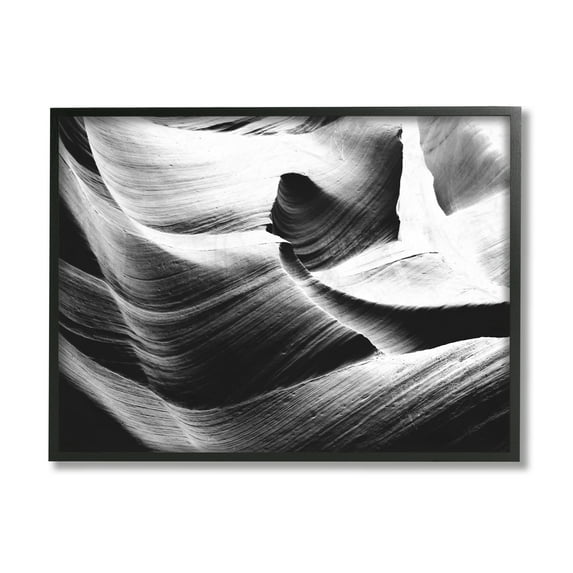 Stupell Industries Abstract Canyon Edge Smooth Rock Black White Black Framed by Daphne Polselli
