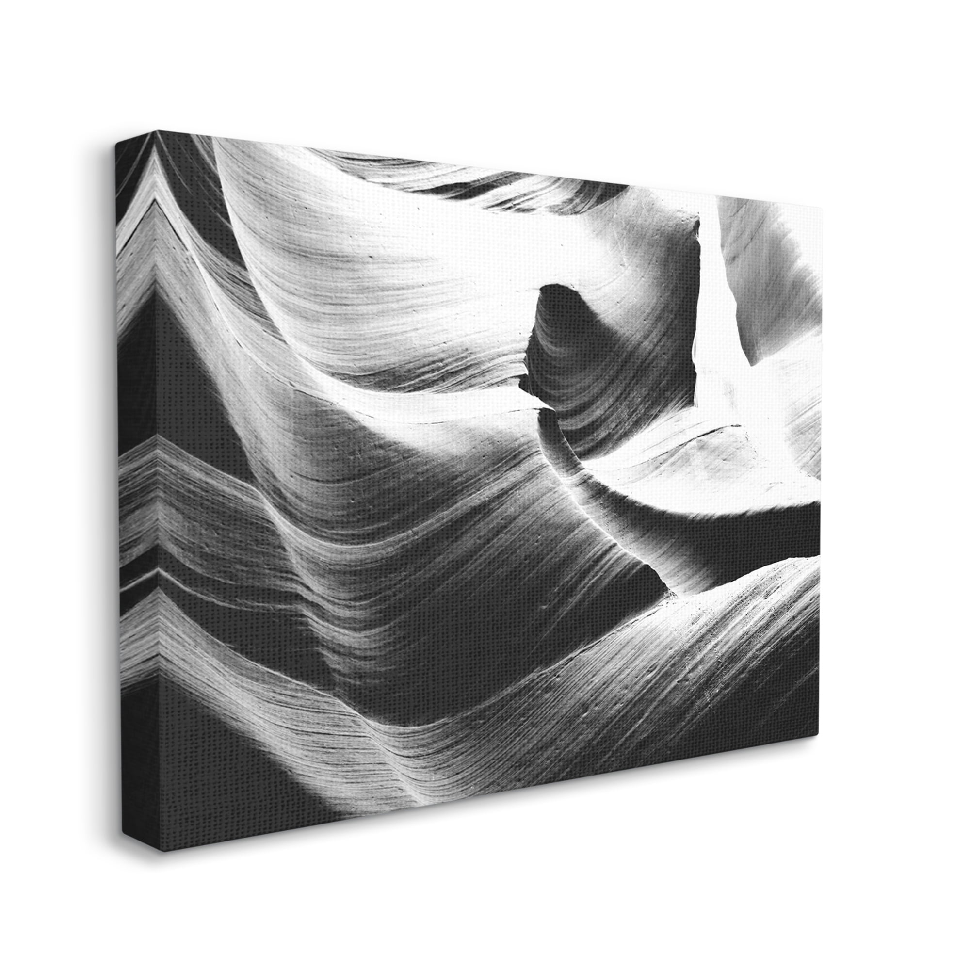 Stupell Industries Abstract Canyon Edge Smooth Rock Black White Canvas Wall Art by Daphne Polselli
