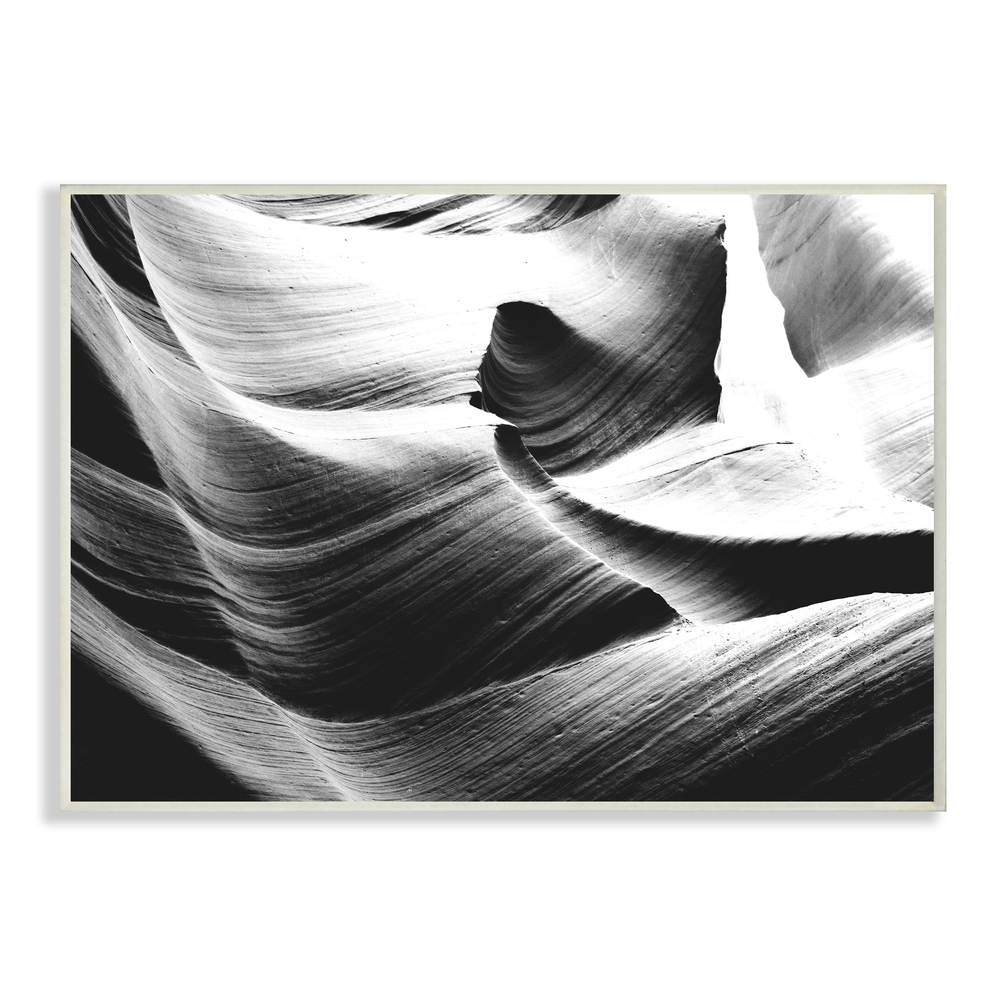 Stupell Industries Abstract Canyon Edge Smooth Rock Black White Wall Plaque by Daphne Polselli