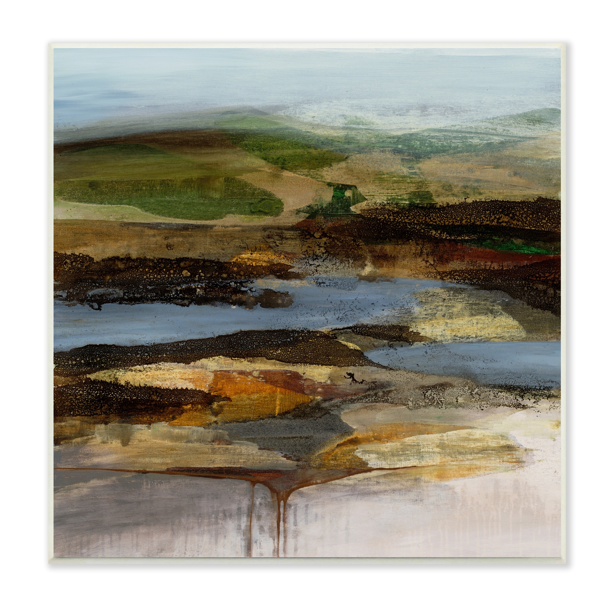 Stupell Industries Abstract Canyon Lake Landscape Dark Tone Modern Painting, 12 x 12,Design by Ruth Fromstein