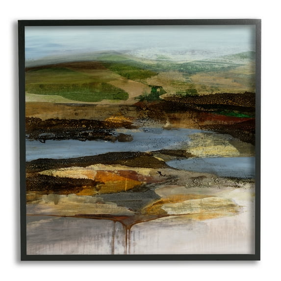 Stupell Industries Abstract Canyon Lake Landscape Dark Tone Modern Painting, 12 x 12,Design by Ruth Fromstein