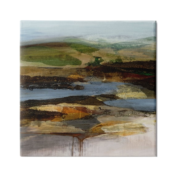 Stupell Industries Abstract Canyon Lake Landscape Dark Tone Modern Painting, 36 x 36,Design by Ruth Fromstein