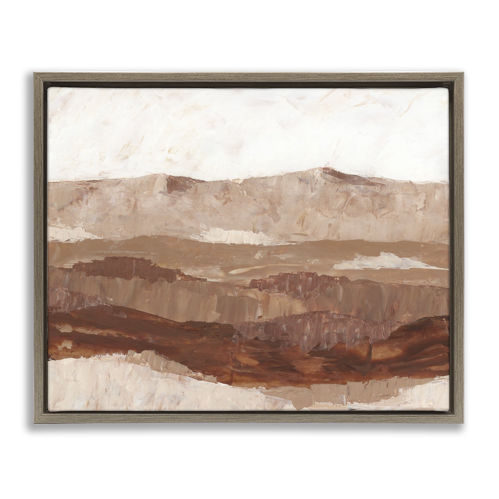 Stupell Industries Abstract Canyon Painting Landscape Painting Brown Floater Framed Canvas Art Print Wall Art, 31 x 25