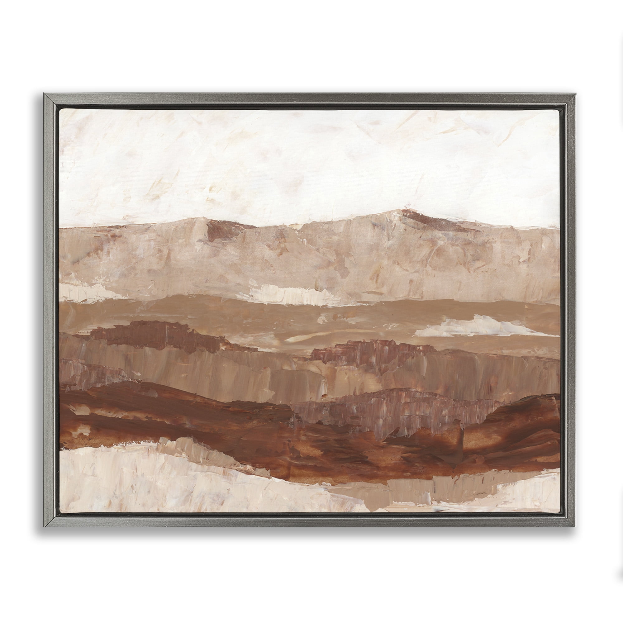 Stupell Industries Abstract Canyon Painting Landscape Painting Gray Floater Framed Canvas Art Print Wall Art, 21 x 17