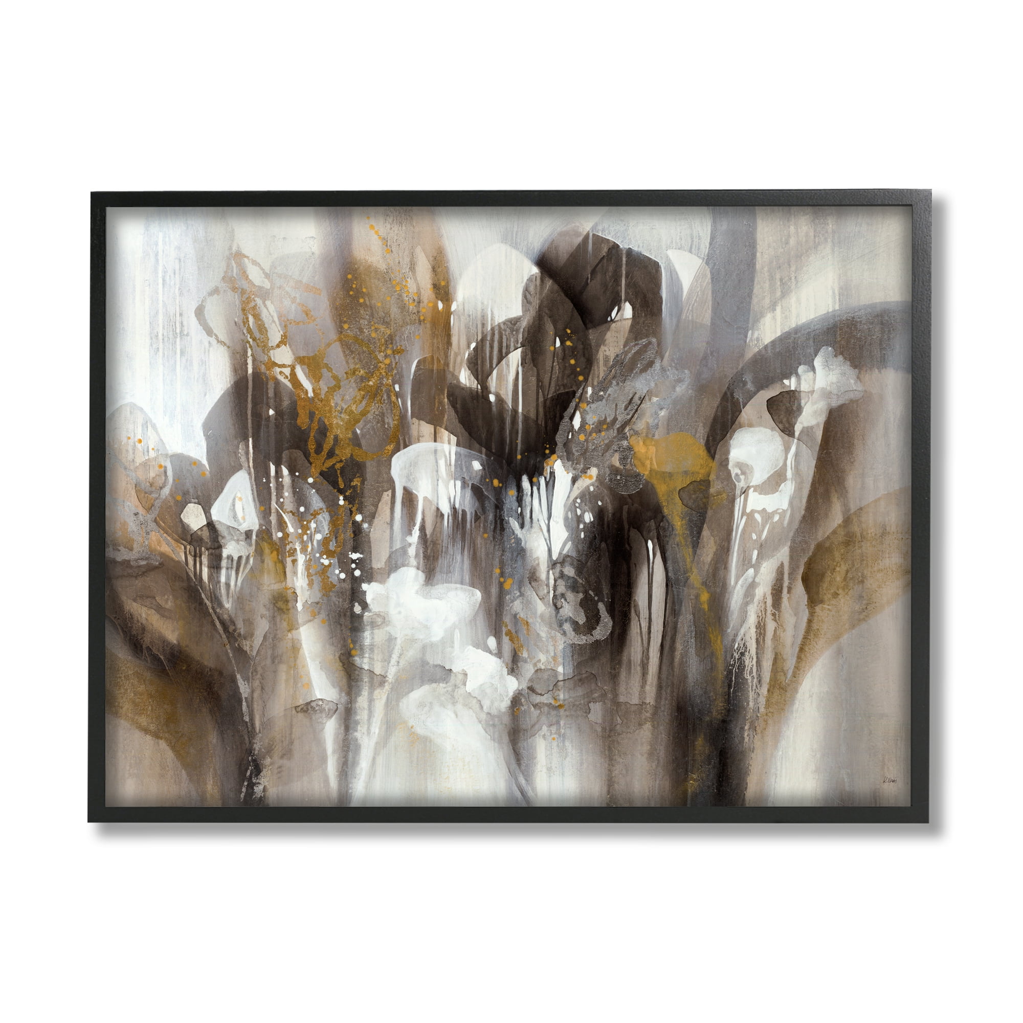 Stupell Industries Abstract Cascading Shapes Modern Brown White Black Painting, 30 x 24, Design by K. Nari