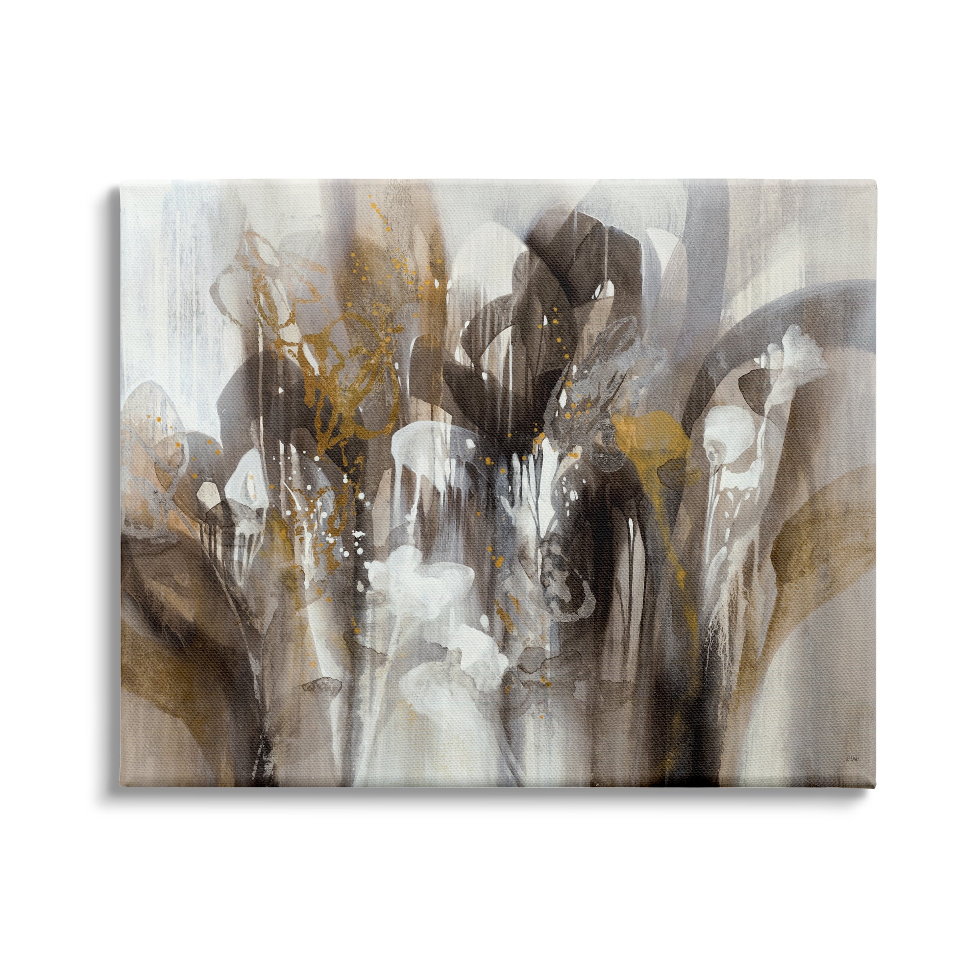 Stupell Industries Abstract Cascading Shapes Modern Brown White Black Painting, 48 x 36, Design by K. Nari