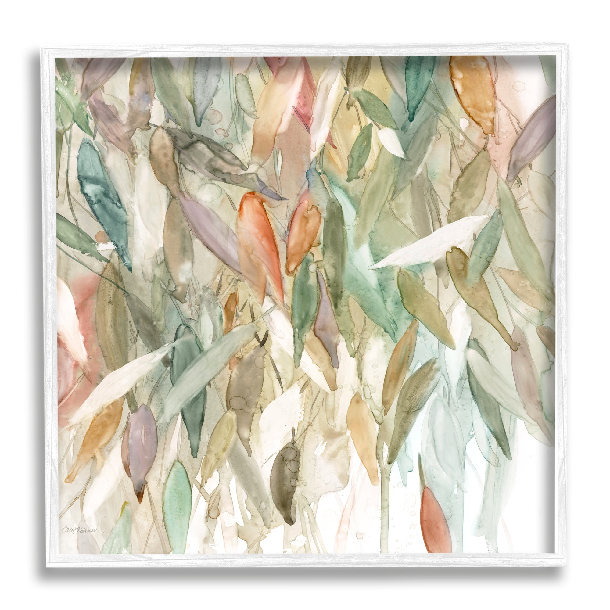 Abstract Cascading Tree Leaves Autumnal Blooming Foliage Botanical & Floral Painting Framed Art Print Wall Art