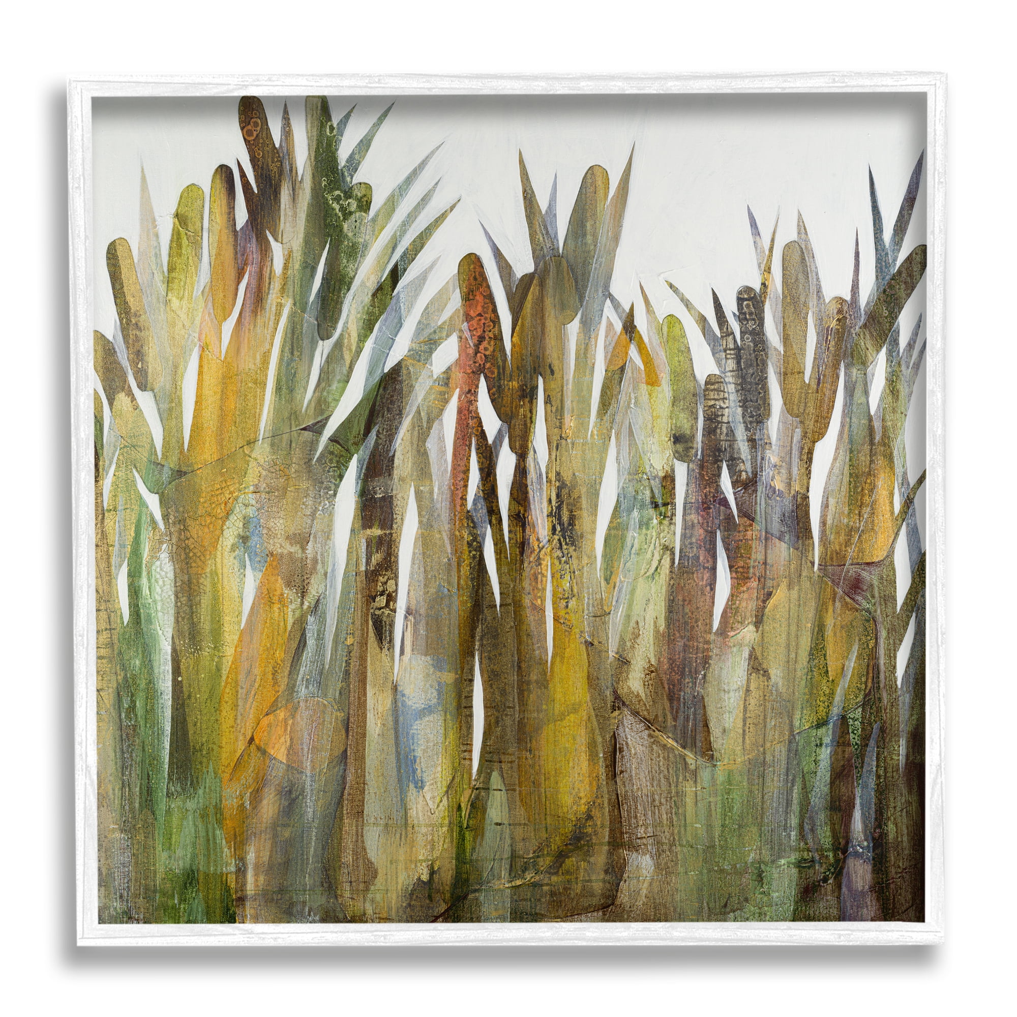 Stupell Industries Abstract Cattails Grass Collage Neutral Tones, 17 x 17, Design by Ruth Fromstein
