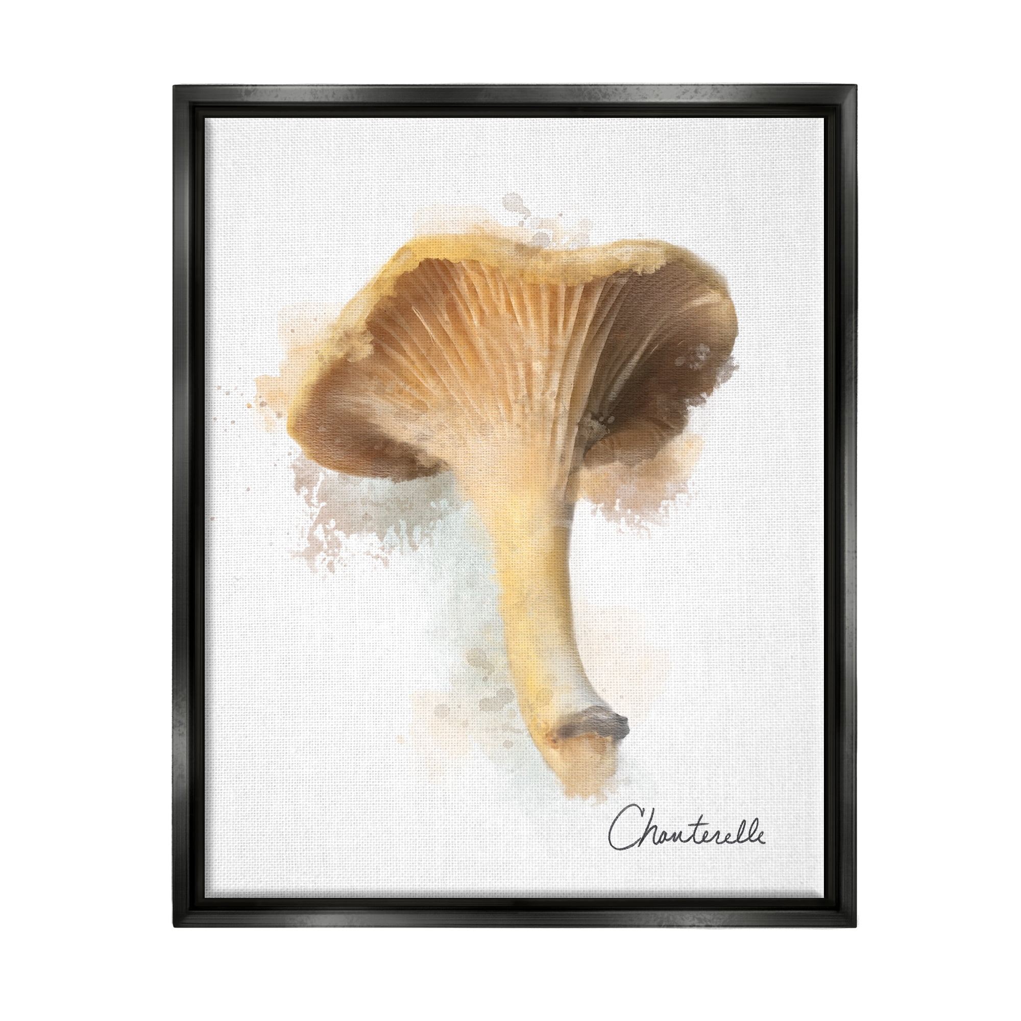 Stupell Industries Abstract Chanterelle Mushroom Botanical & Floral Painting Black Floater Framed Canvas Art Print Wall Art, 25 x 31