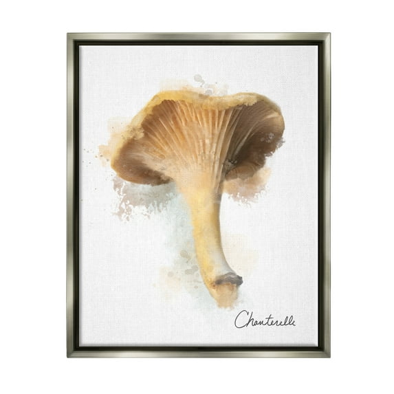 Stupell Industries Abstract Chanterelle Mushroom Botanical & Floral Painting Gray Floater Framed Canvas Art Print Wall Art, 25 x 31