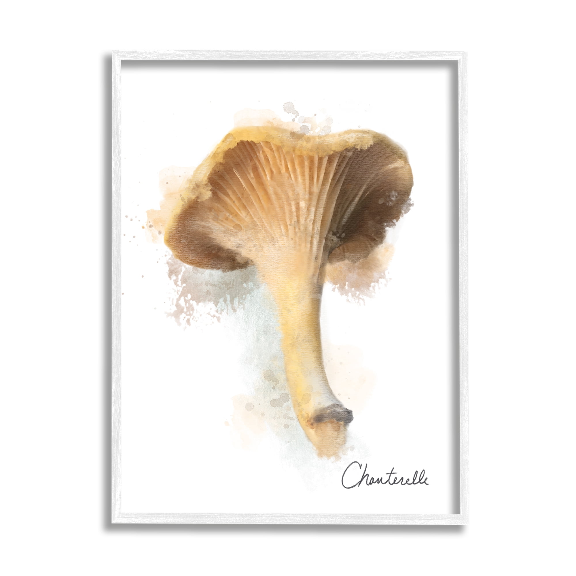 Stupell Industries Abstract Chanterelle Mushroom Botanical & Floral Painting White Framed Art Print Wall Art, 24 x 30