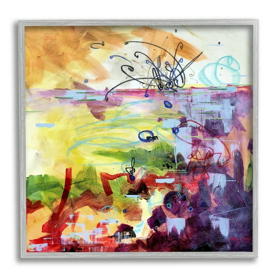 Stupell Industries Abstract Chaos Lively Line Movements Purple Orange Yellow, 12 x 12, Design by Heather W. Ernst