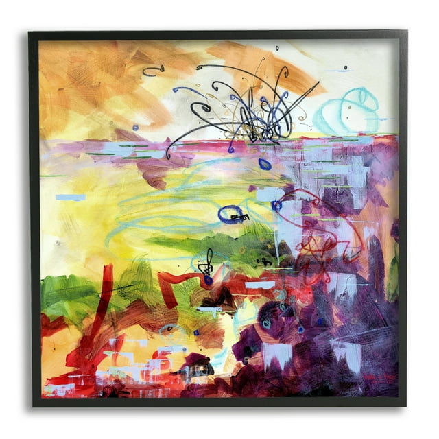 Stupell Industries Abstract Chaos Lively Line Movements Purple Orange Yellow, 17 x 30, Design by Heather W. Ernst