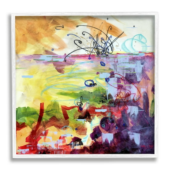 Stupell Industries Abstract Chaos Lively Line Movements Purple Orange Yellow, 24 x 24, Design by Heather W. Ernst