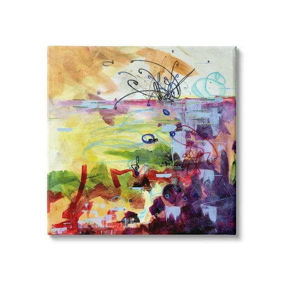 Stupell Industries Abstract Chaos Lively Line Movements Purple Orange Yellow, 30 x 30, Design by Heather W. Ernst