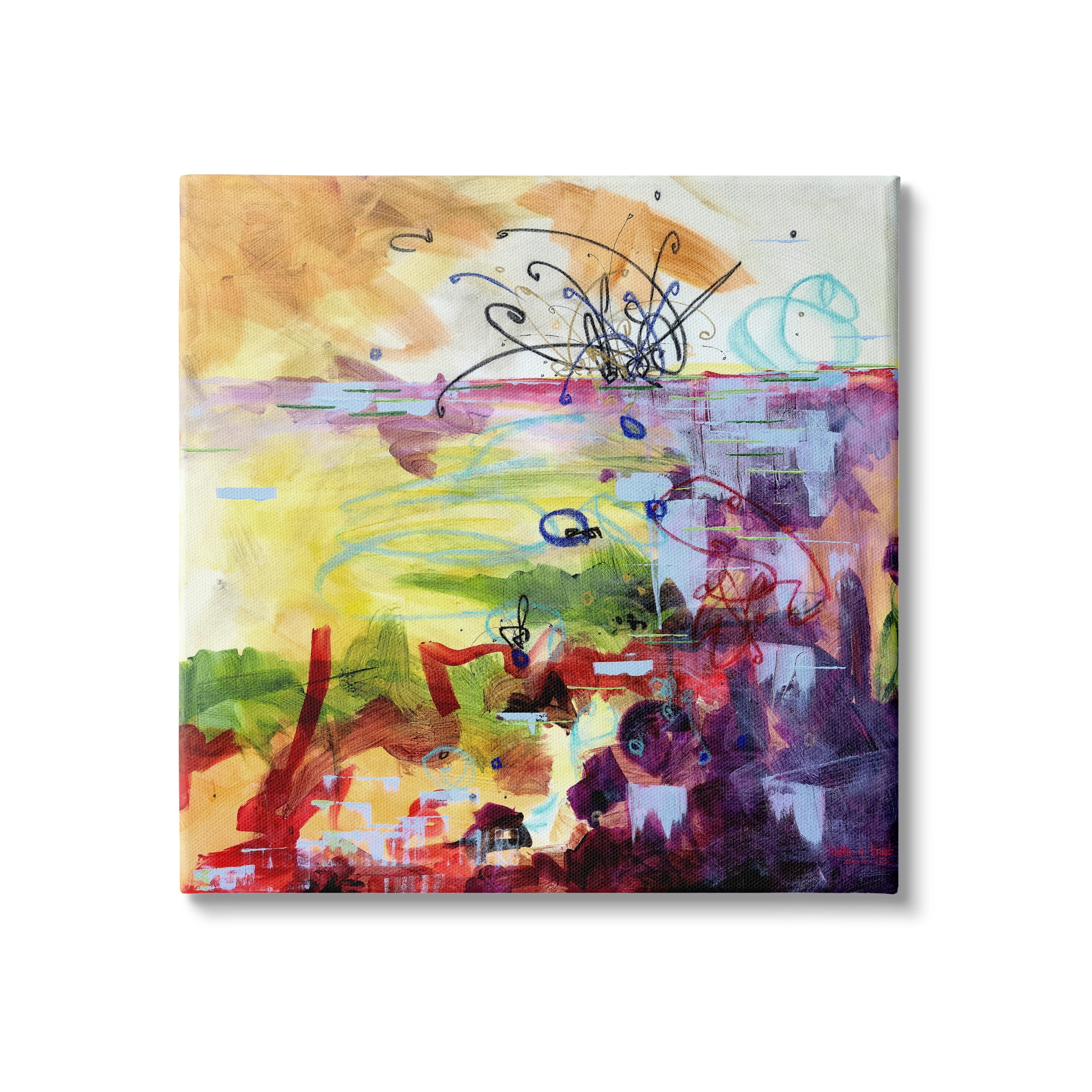Stupell Industries Abstract Chaos Lively Line Movements Purple Orange Yellow, 36 x 36, Design by Heather W. Ernst