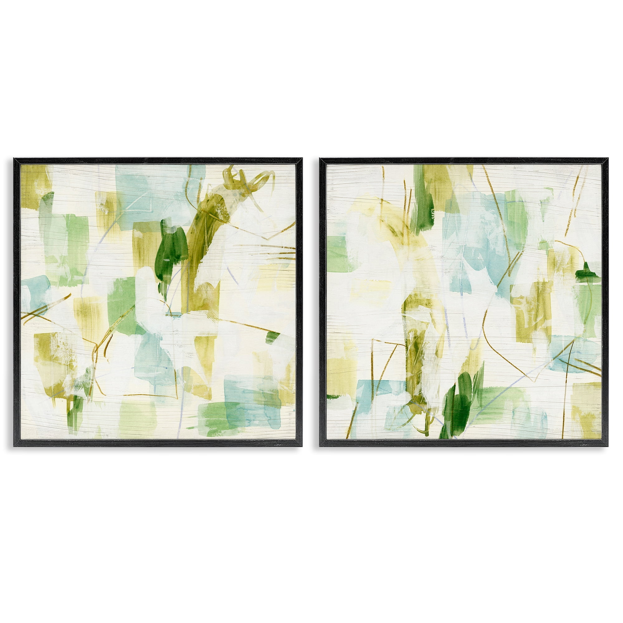 Stupell Industries Abstract Chaotic Patterns Abstract Painting Black Framed Art Print Wall Art, 12 x 12, Set of 2