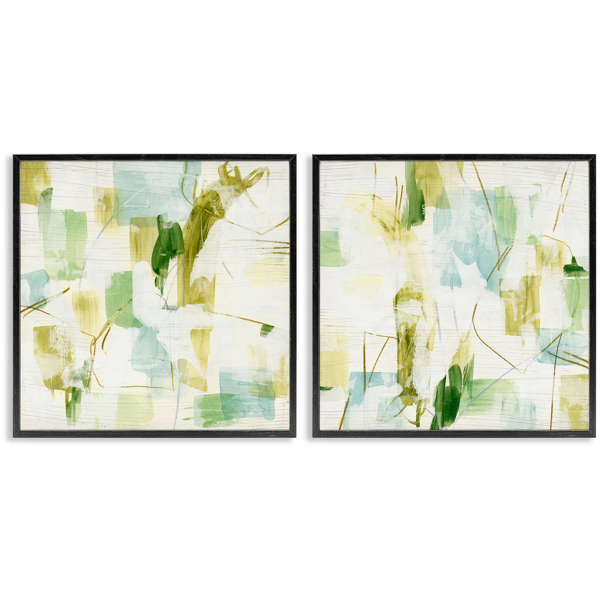 Stupell Industries Abstract Chaotic Patterns Abstract Painting Black Framed Art Print Wall Art, 24 x 24, Set of 2