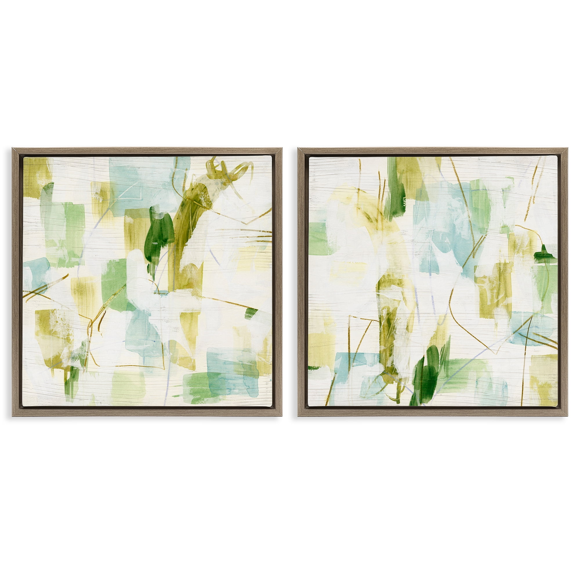 Stupell Industries Abstract Chaotic Patterns Abstract Painting Brown Floater Framed Canvas Art Print Wall Art, 25 x 25, Set of 2