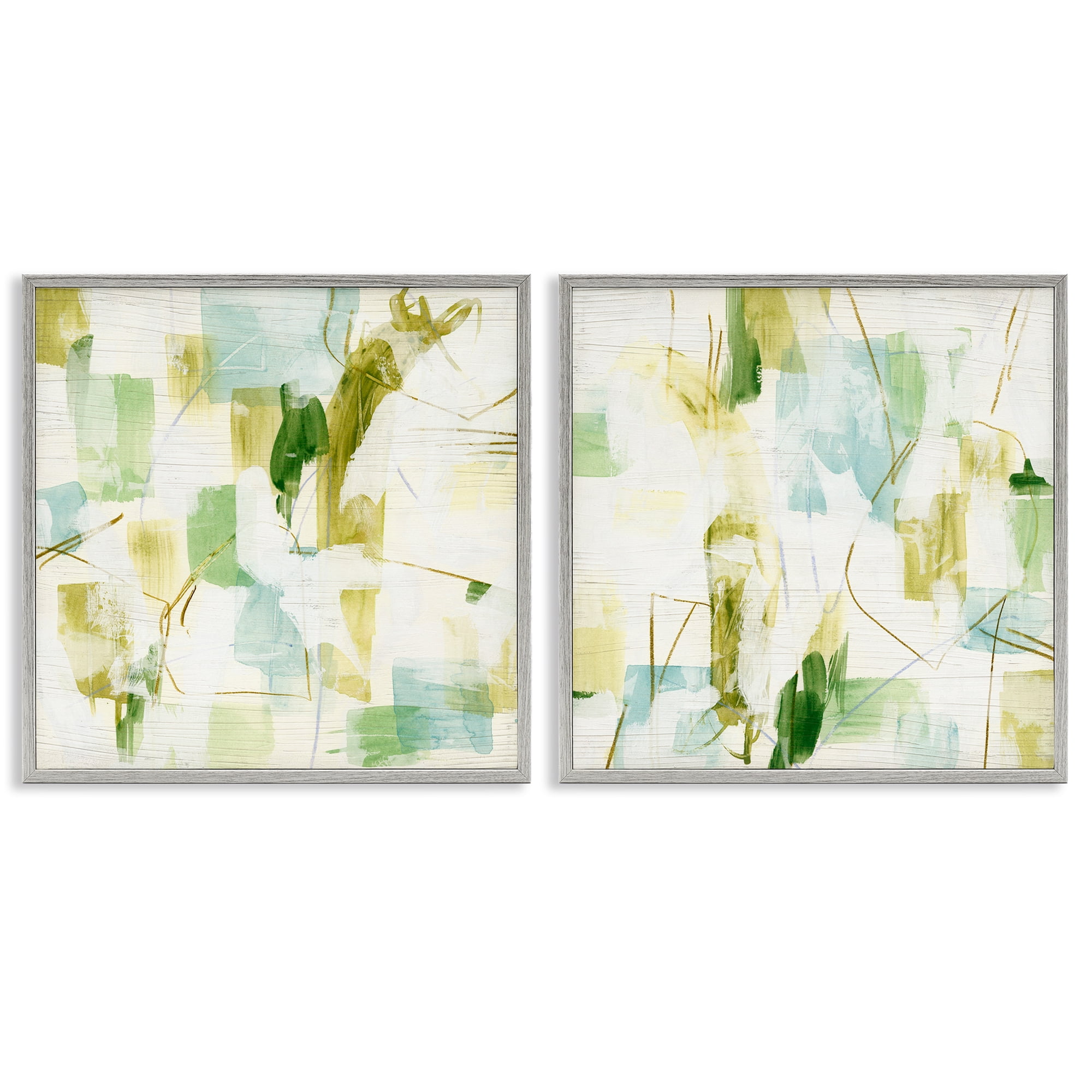Stupell Industries Abstract Chaotic Patterns Abstract Painting Gray Framed Art Print Wall Art, 12 x 12, Set of 2