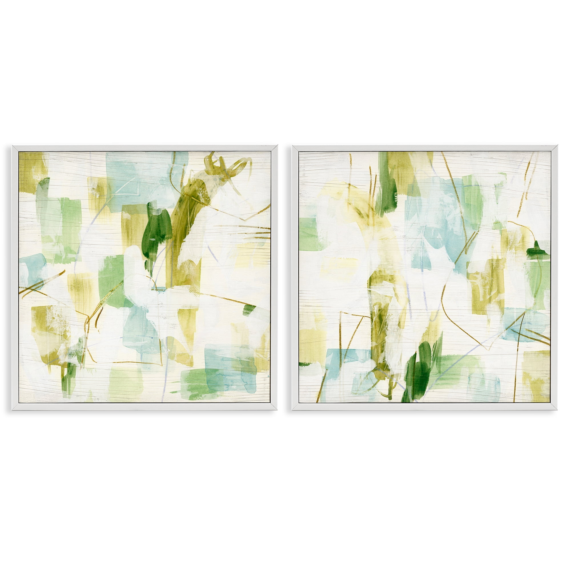 Stupell Industries Abstract Chaotic Patterns Abstract Painting White Framed Art Print Wall Art, 12 x 12, Set of 2