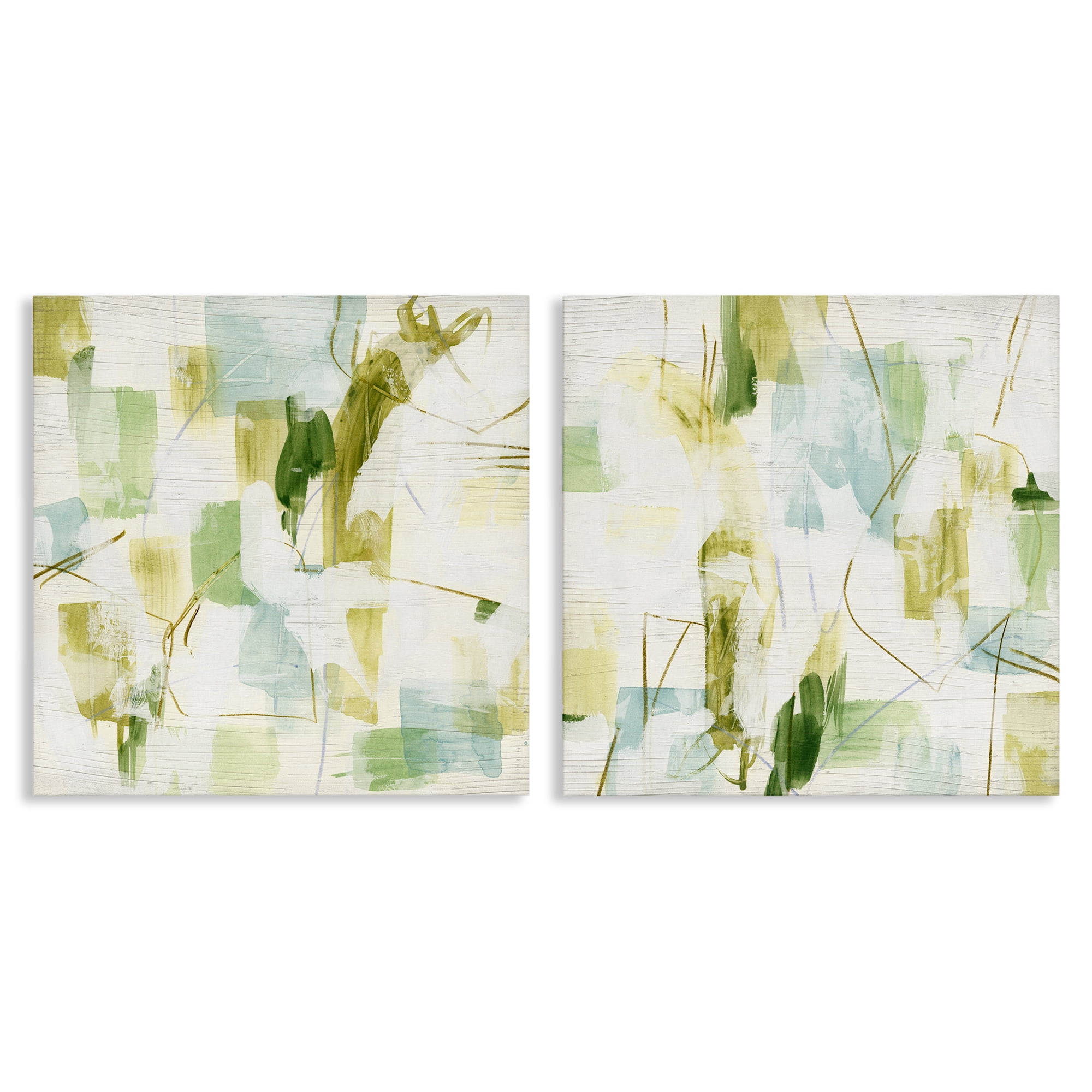 Stupell Industries Abstract Chaotic Patterns Abstract Painting Wrapped Canvas Art Print Wall Art, 24 x 24, Set of 2
