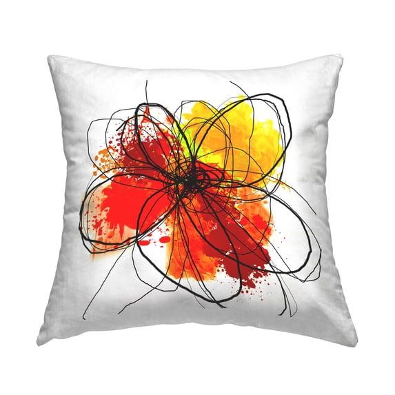 Stupell Industries Abstract Chaotic Red Flower Lines Printed Throw Pillow Design by Irena Orlov