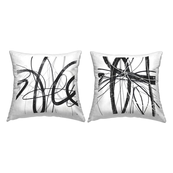 Stupell Industries Abstract Chaotic Scribble Square Decorative Printed Throw Pillow, 18 x 18, Set of 2