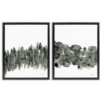 Stupell Industries Abstract Charcoal Kindling Abstract Painting Black Floater Framed Canvas Art Print Wall Art, 17 x 21, Set of 2