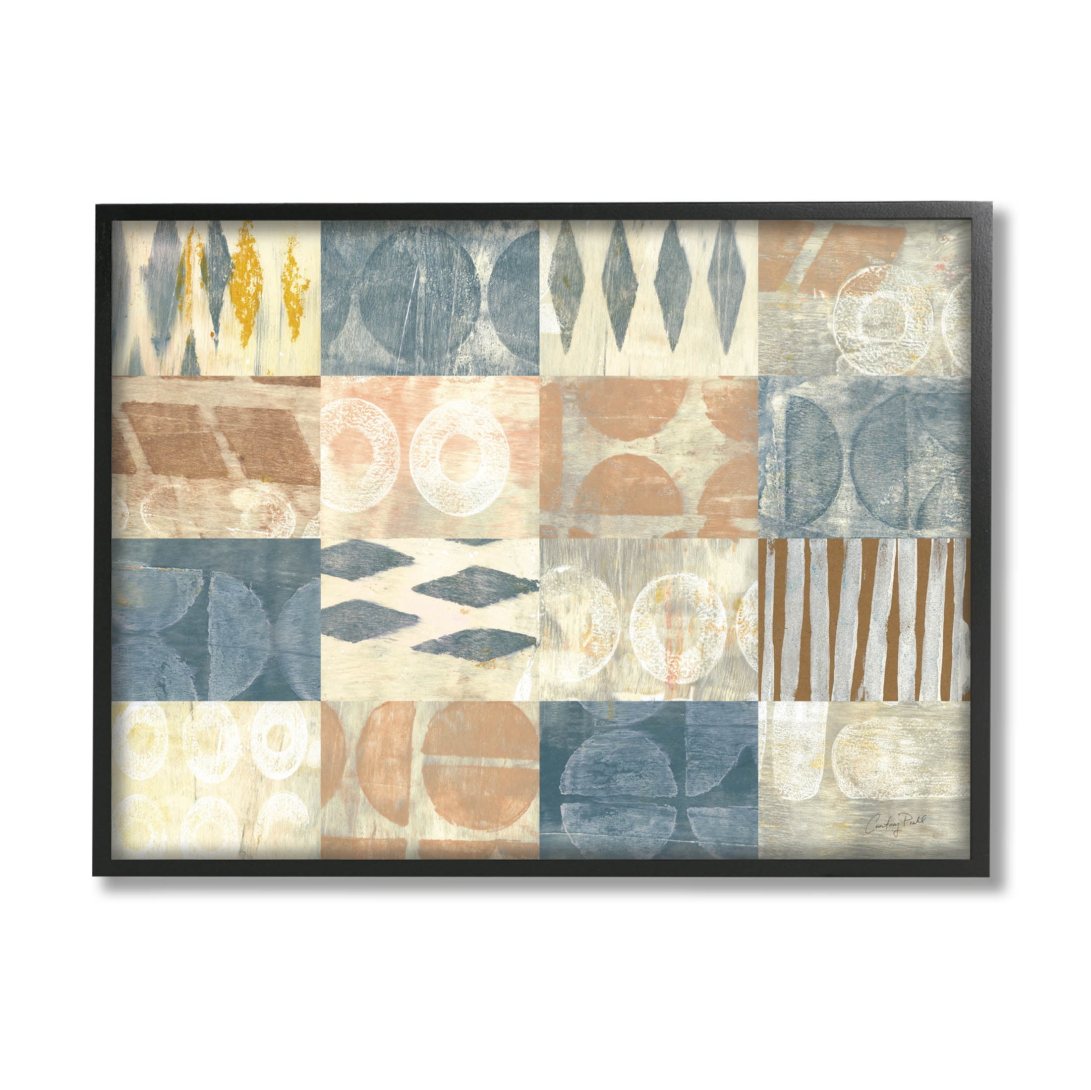 Stupell Industries Abstract Checkered Geometric Shapes Pattern Graphic Art Black Framed Art Print Wall Art, Design by Courtney Prahl
