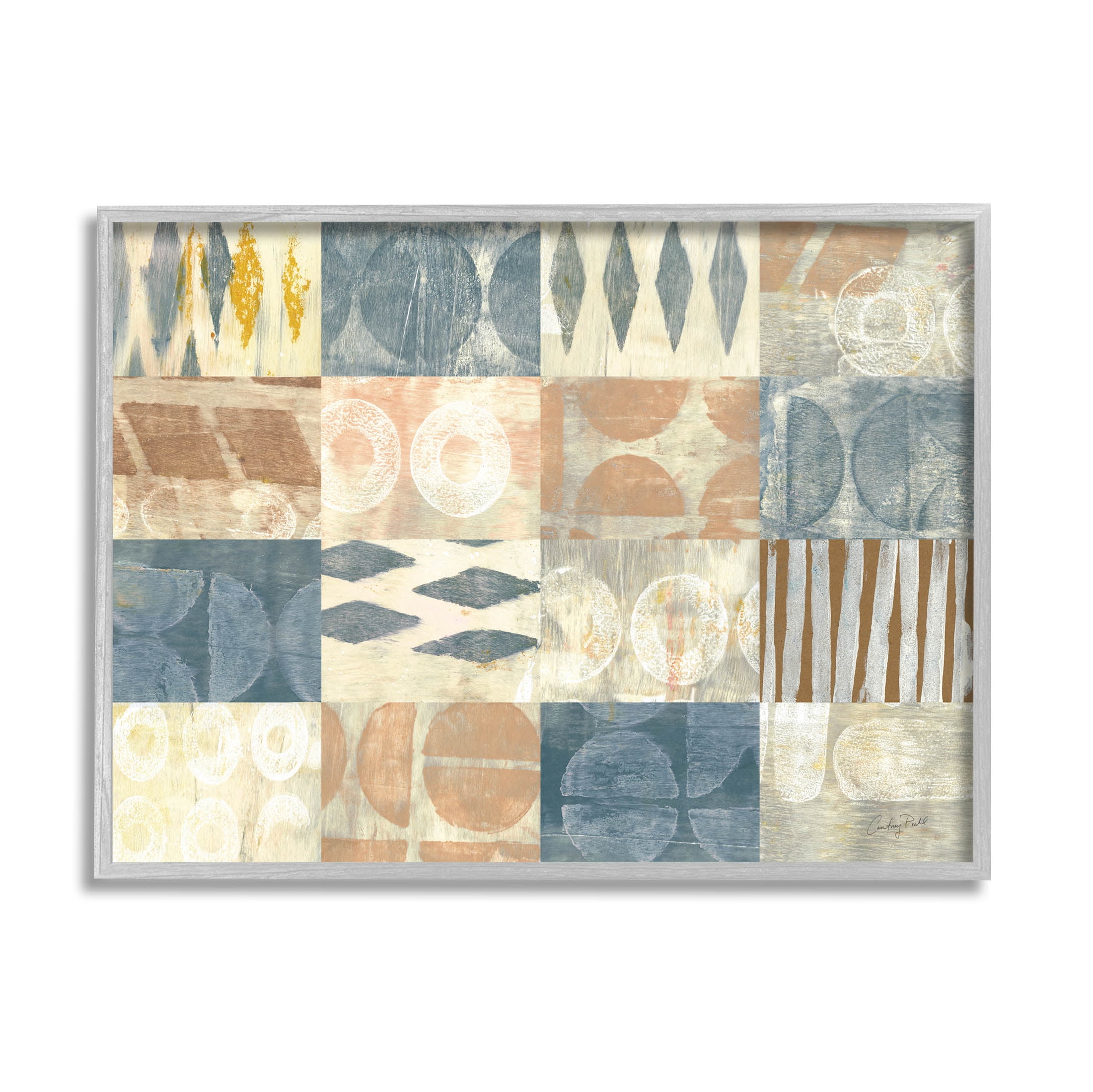 Stupell Industries Abstract Checkered Geometric Shapes Pattern Graphic Art Gray Framed Art Print Wall Art, Design by Courtney Prahl