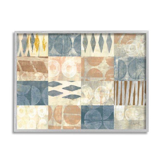 Stupell Industries Abstract Checkered Geometric Shapes Pattern Graphic Art Gray Framed Art Print Wall Art, Design by Courtney Prahl