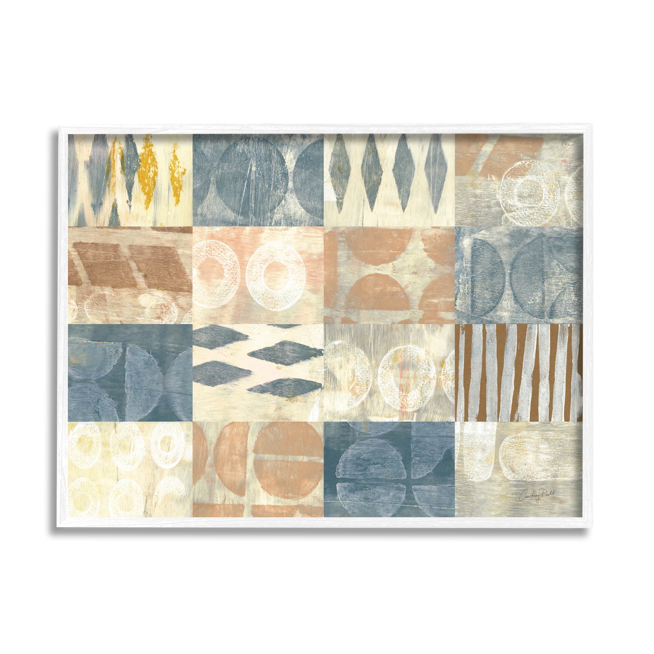 Stupell Industries Abstract Checkered Geometric Shapes Pattern Graphic Art White Framed Art Print Wall Art, Design by Courtney Prahl