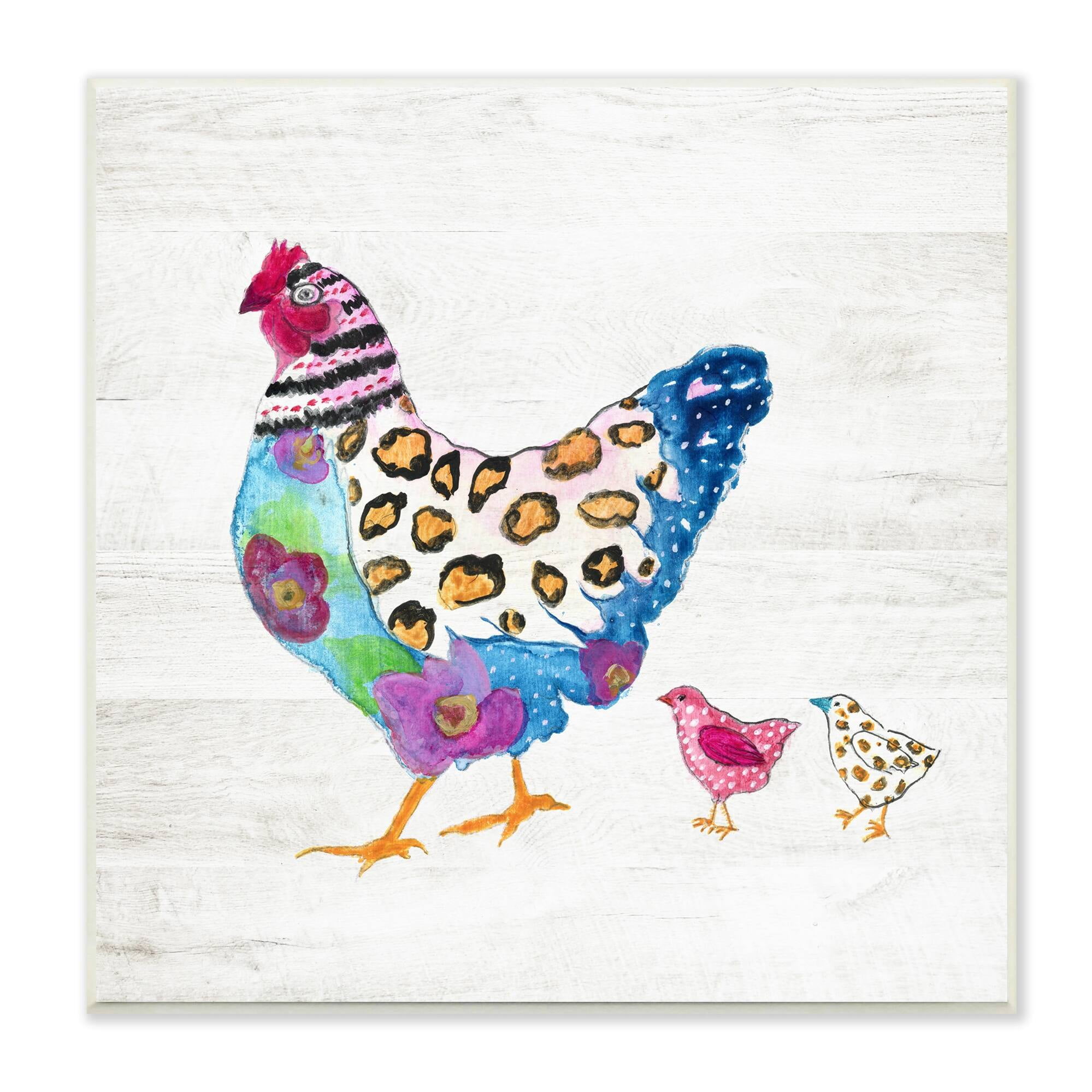 Stupell Industries Abstract Chicken Walk Whimsical Patterned Farm Animal, 12 x 12, Design by Janet Tava