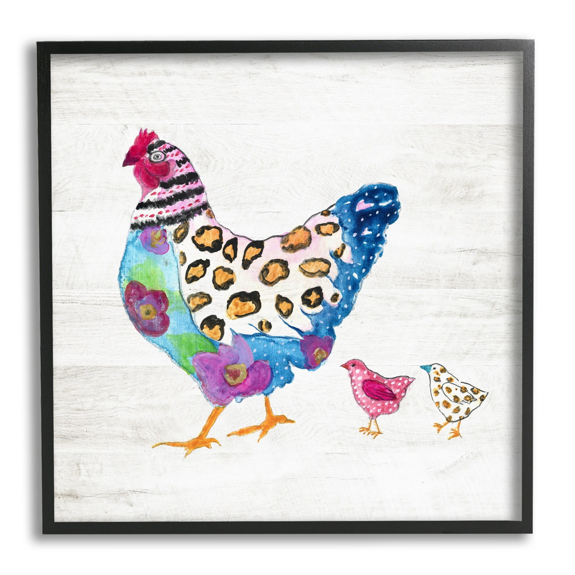 Stupell Industries Abstract Chicken Walk Whimsical Patterned Farm Animal, 12 x 12, Design by Janet Tava