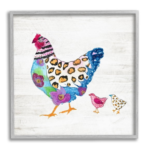 Stupell Industries Abstract Chicken Walk Whimsical Patterned Farm Animal, 12 x 12, Design by Janet Tava