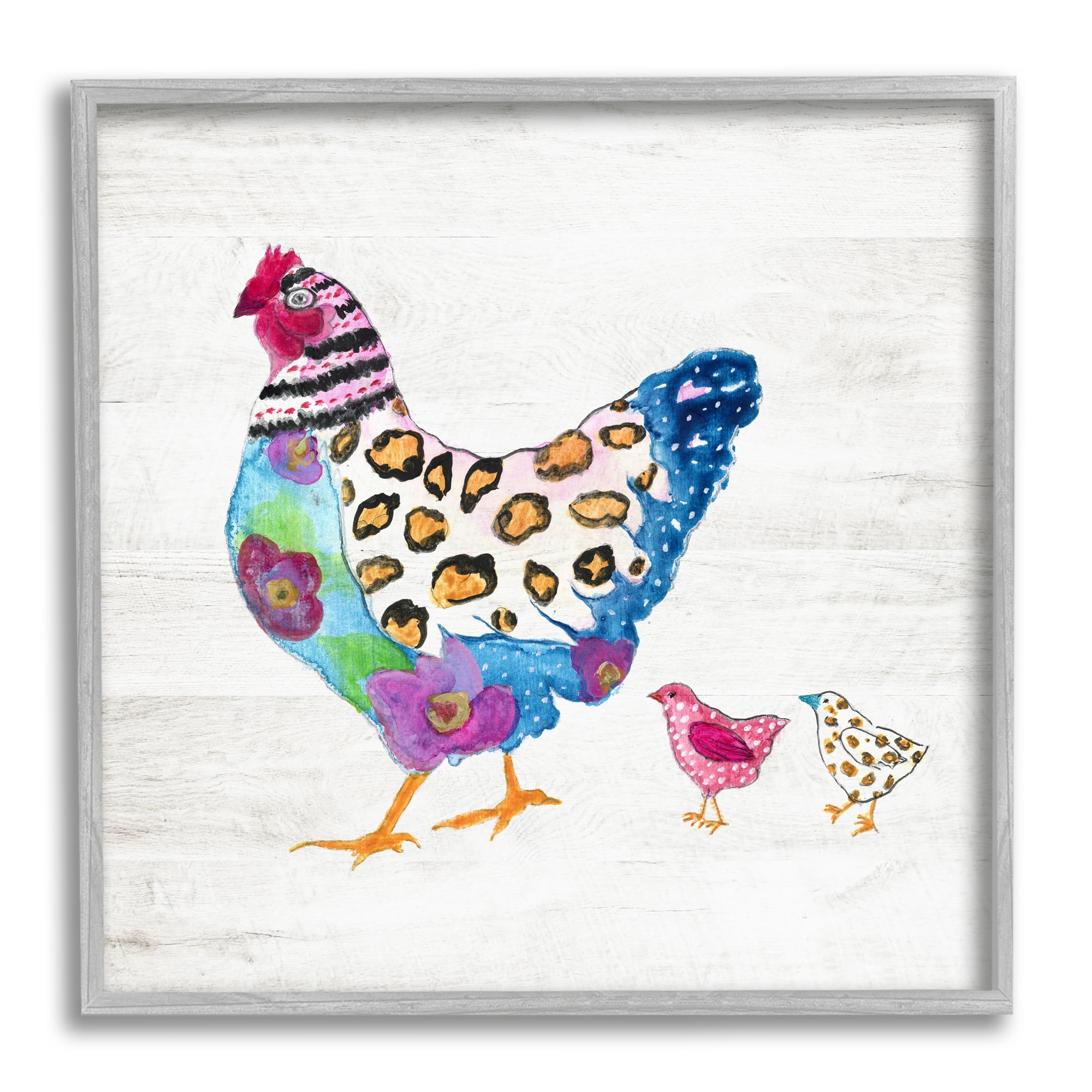 Stupell Industries Abstract Chicken Walk Whimsical Patterned Farm Animal, 17 x 17, Design by Janet Tava